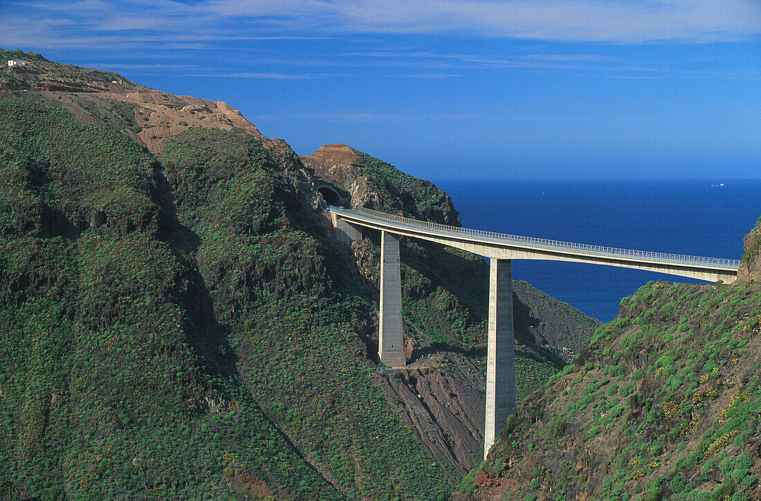 Bruecke ueber Barranco de Moya, Nordkueste, Gran Canaria Kanarische Inseln, Spanien