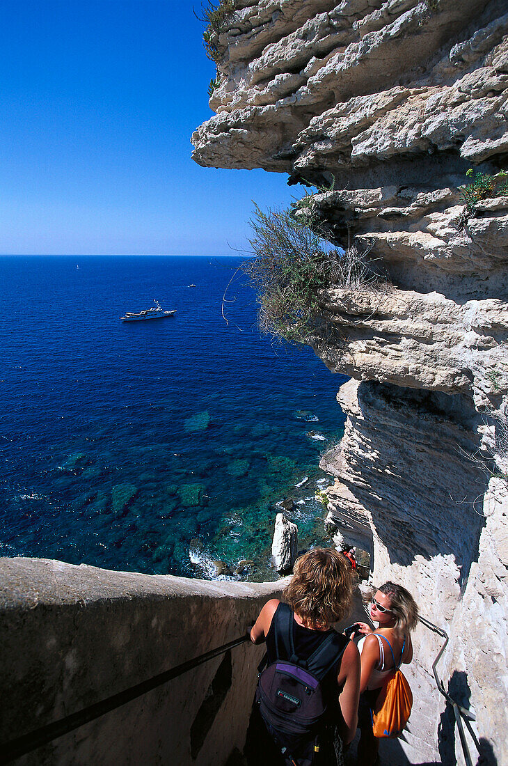 Escalier du Roi d´Aragon, Bonifacio, Felstreppe, Kliffe von Bonifacio, Korsika, Frankreich