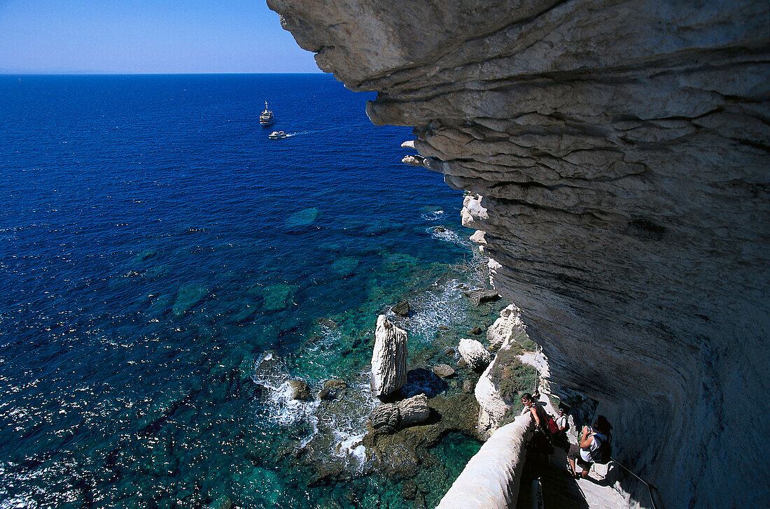 Escalier du Roi d´Aragon, Bonifacio, staircase in the cliffs of Bonifacio, Corsica, France