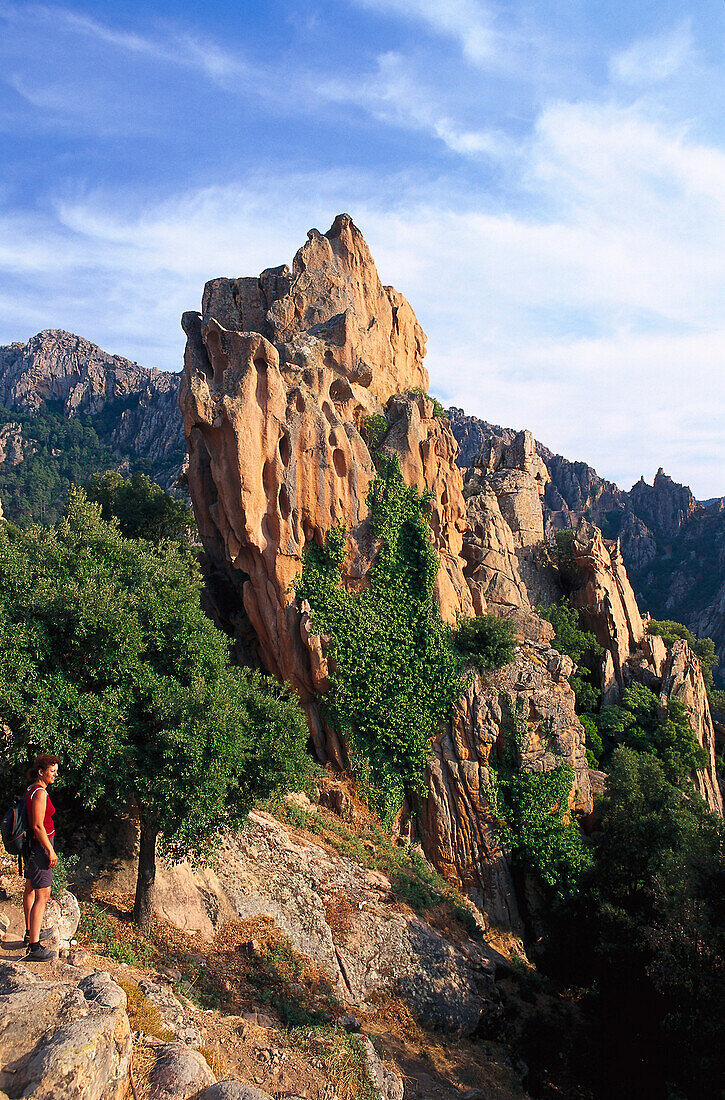 Hiking, Les Calanche, Les Calanche, near Porto, west coast Corsica, France