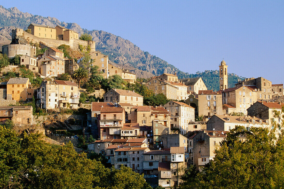 Citadel above the old town of Corte, Corsica, France