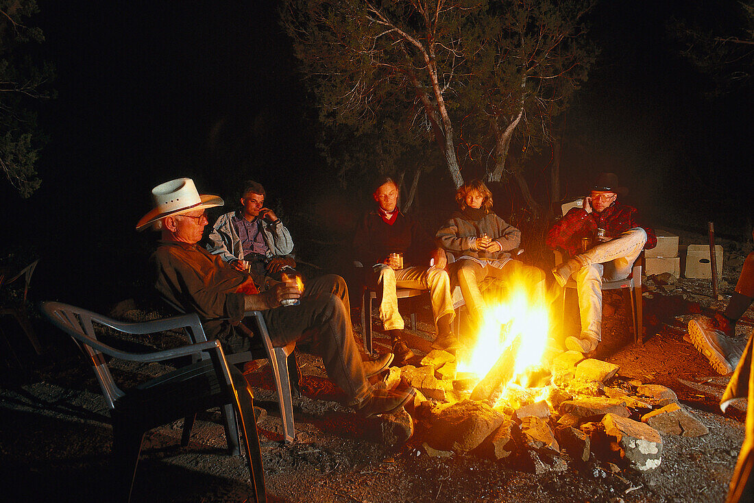 Campfire, Group of Riders, Arizona, USA