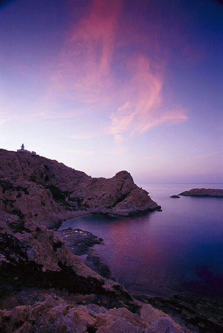 Sonnenuntergang, Küstenlinie, Korsika, Frankreich