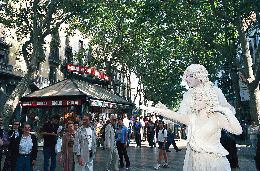 Straßenkünstler, Les Rambles, Barcelona, Katalonien, Spanien