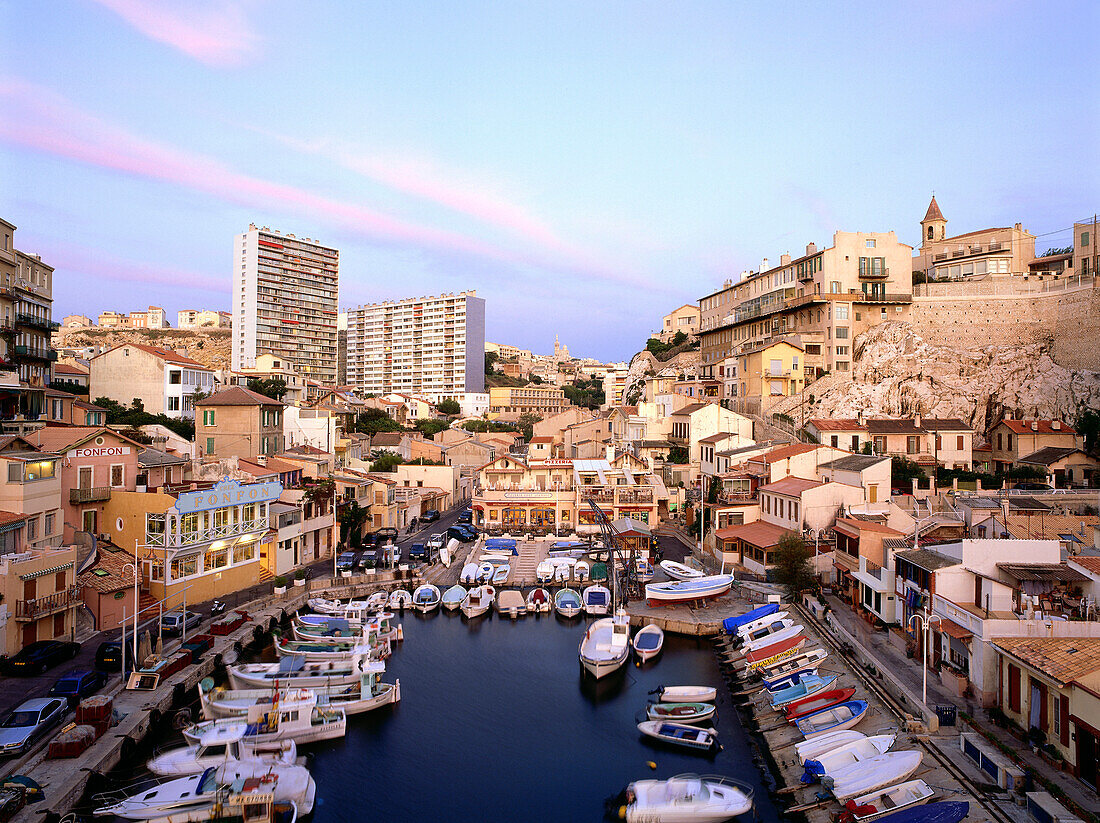 Hafen, Vallon des Auffes, Marseille, Bouches-du-Rhone, Provence, Frankreich