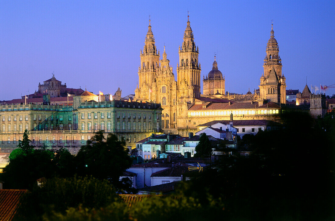 Stadtbild mit Kathedrale, Santiago de Compostela, Pilgerziel, Provinz von La Coruna, Galicien, Spanien