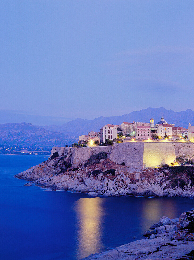 Citadel with old town of Calvi, coast of Corsica, France