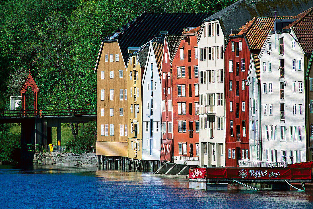 Speicherhäuser, Nidelva Fluss, Trondheim, Süd-Trondelag, Norwegen