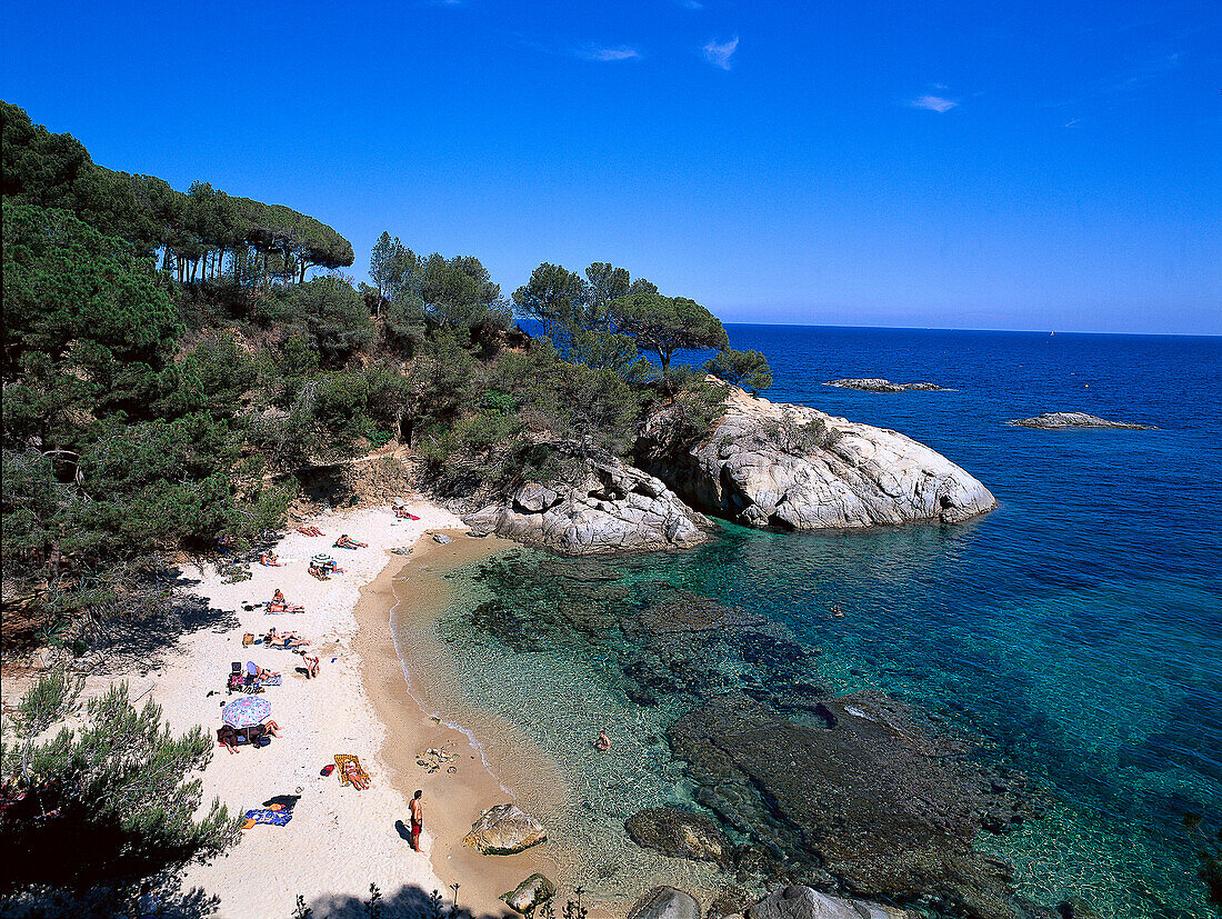 Bucht bei Cala del Pi, Platja d´Aro, Costa Brava, Prov. Girona, Katalonien, Spanien