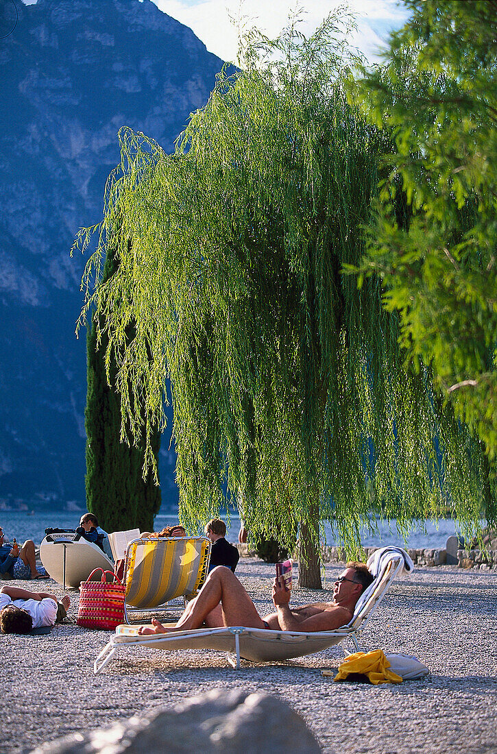 Lido, Bathers, Torbole, Gardasee, Trentino Veneto, Italy