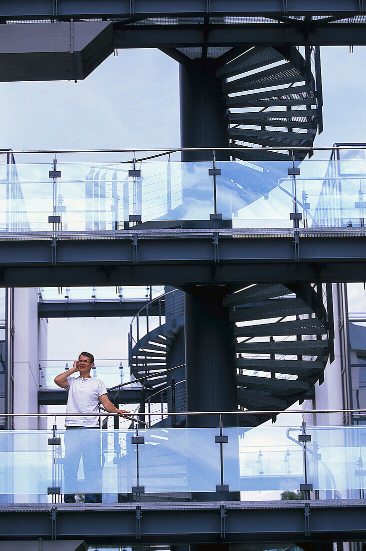 Spiral staircases at building, Martinsried, Munich, Bavaria, Germany