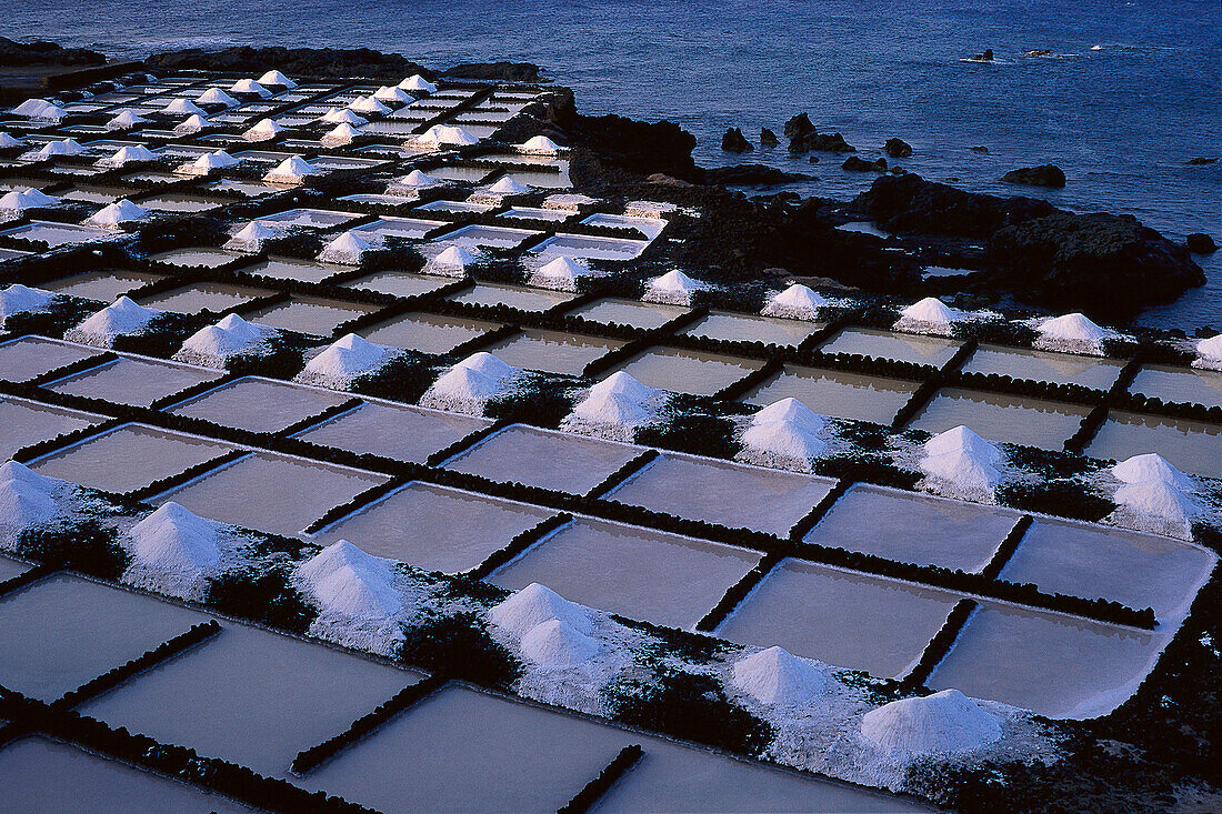 Saline, Sea salt extracion, Punta de Fuencaliente, La Palma, Canary Islands, Spain
