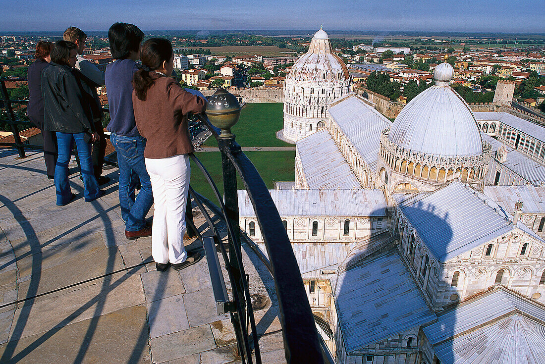 View from Leaning Tower, Piazza dei Miracoli, Pisa Tuscany, Italy