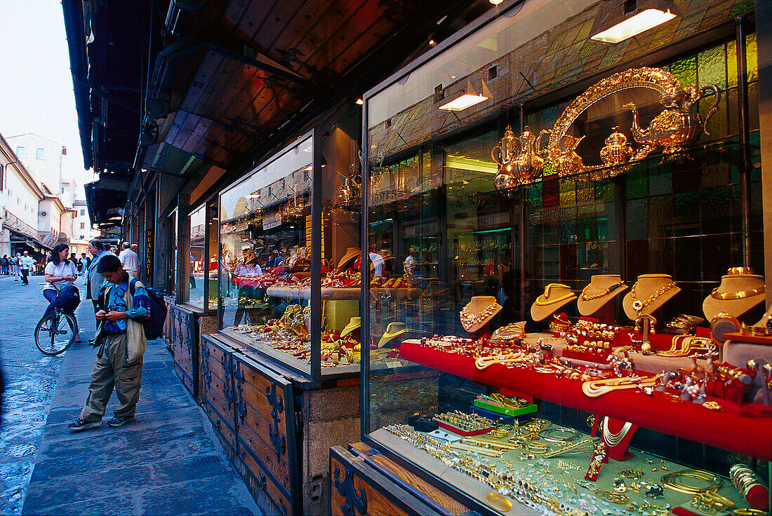 Juweliergeschäft, Ponte Vecchio, Florenz, Toskana, Italien