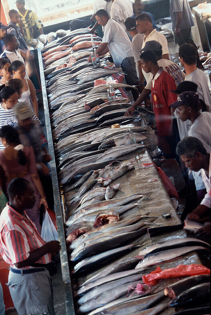Fischverkaeufer, Sir Selwyn Clarke Market, Victoria, Mahe Seychellen