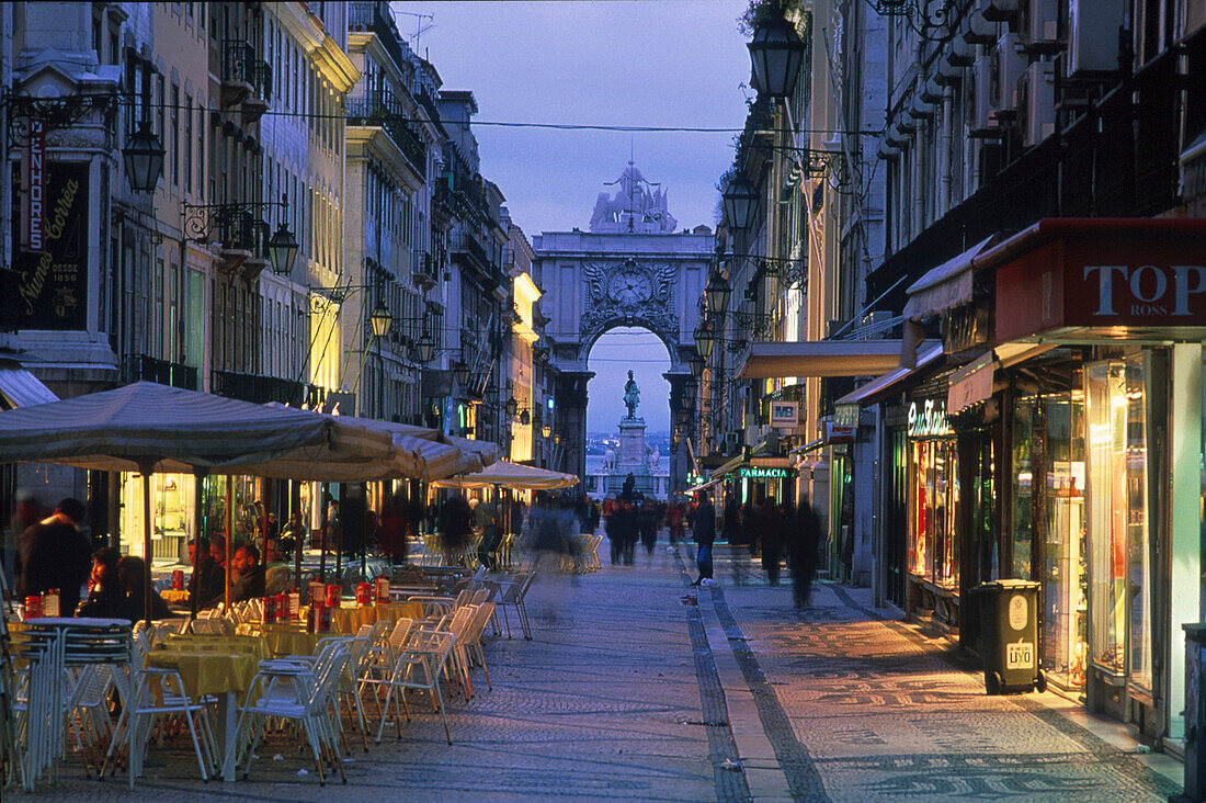Rua Augusta, Triumphbogen, am Praca do Comércio, Baixo Lissabon, Portugal