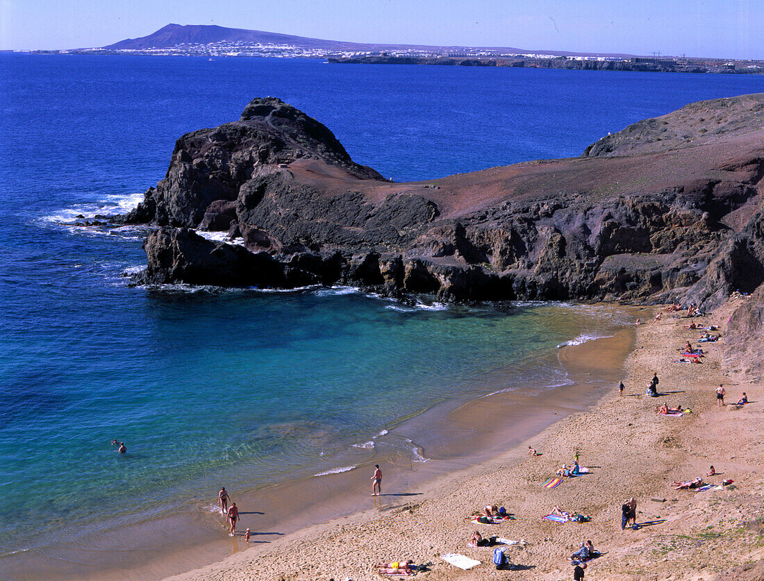 Playa Papagayo b. Playa Blanca, Lanzarote Kanarische Inseln, Spanien