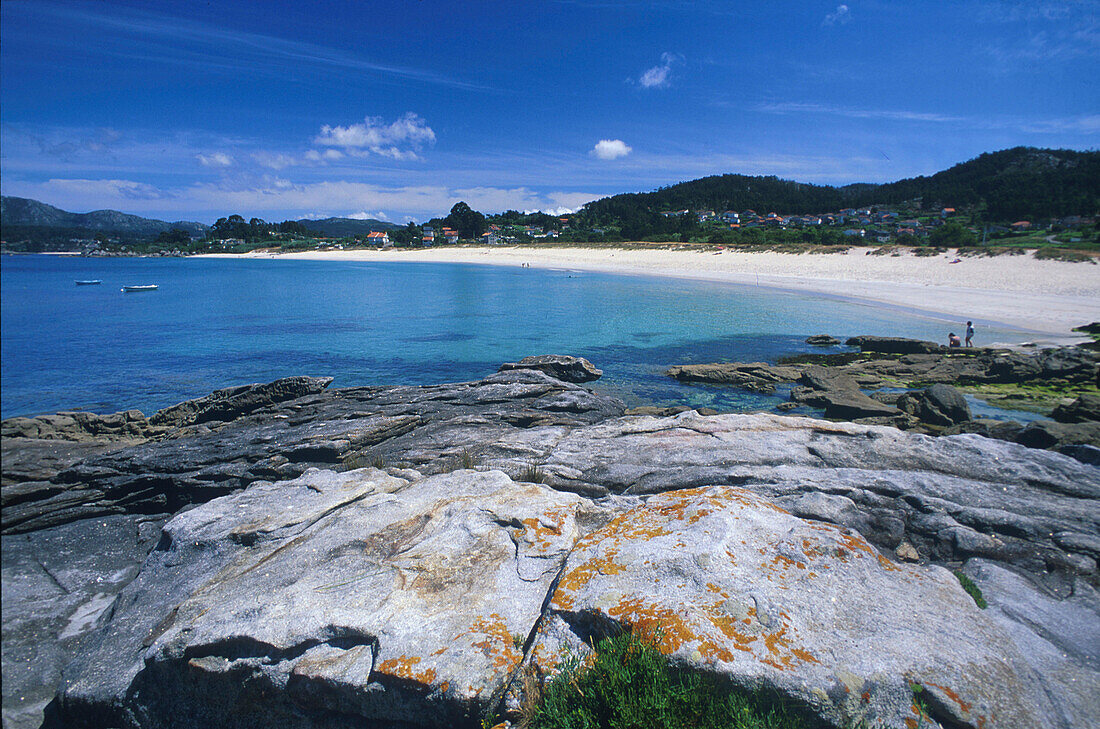 Strand von Vilanova, bei Cangas, Provinz Pontevedra Galicien, Spanien