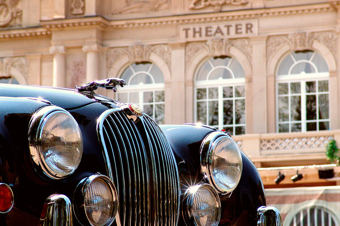 Vintage car in front of the theatre, Baden-Baden, Baden-Wuerttemberg, Germany, Europe