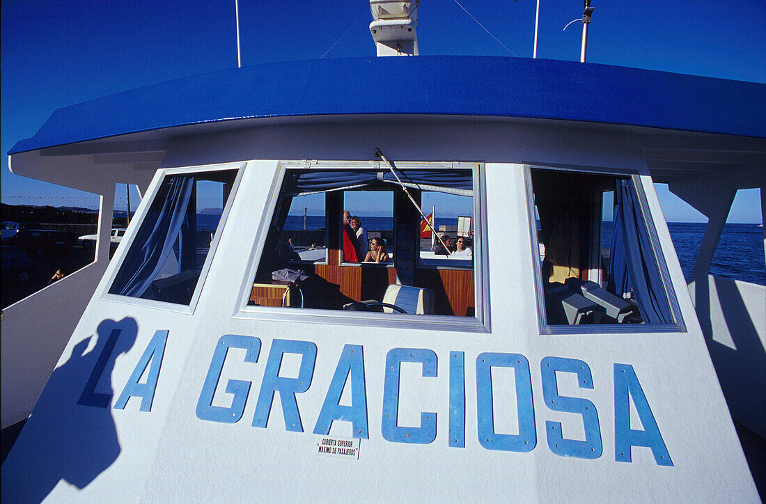 Fährschiff zur Insel La Graciosa, La Graciosa, Kanarische Inseln, Spanien, vor Lanzarote