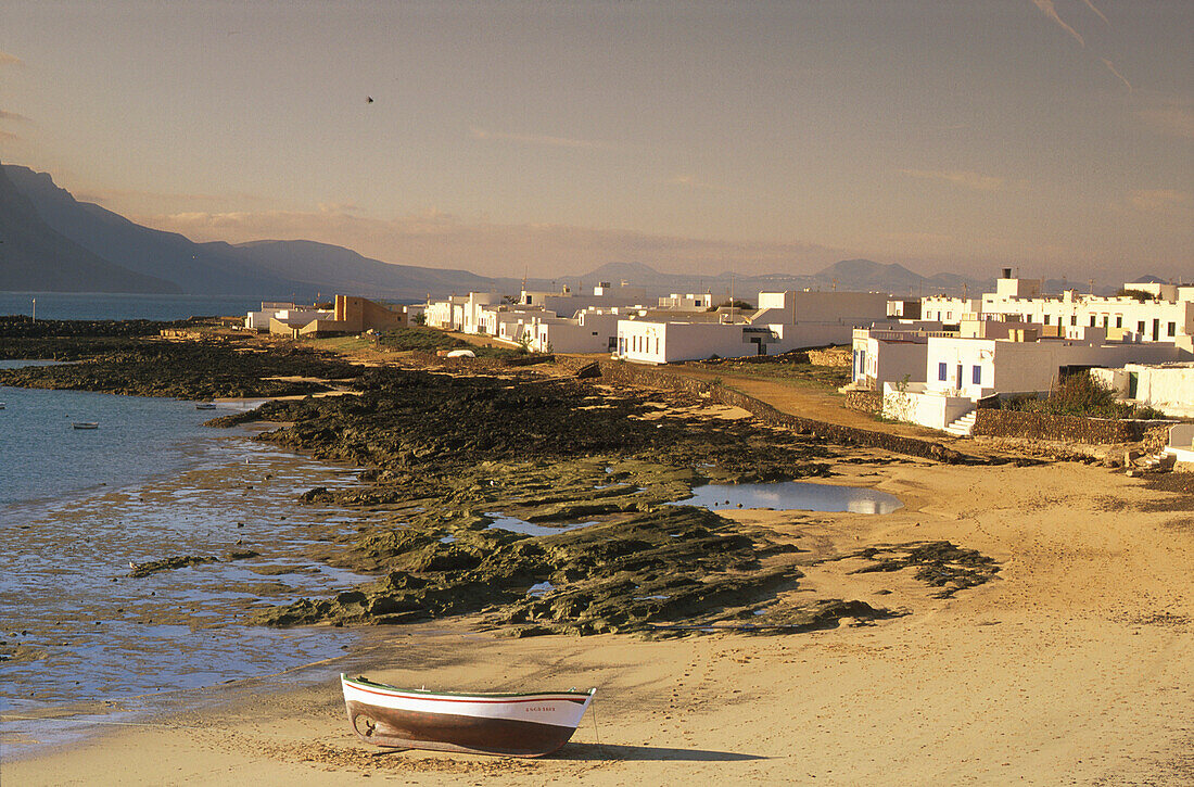 Fishing boat, Beach, Caleta del Sebo, La Graciosa, Canary Islands, Spain