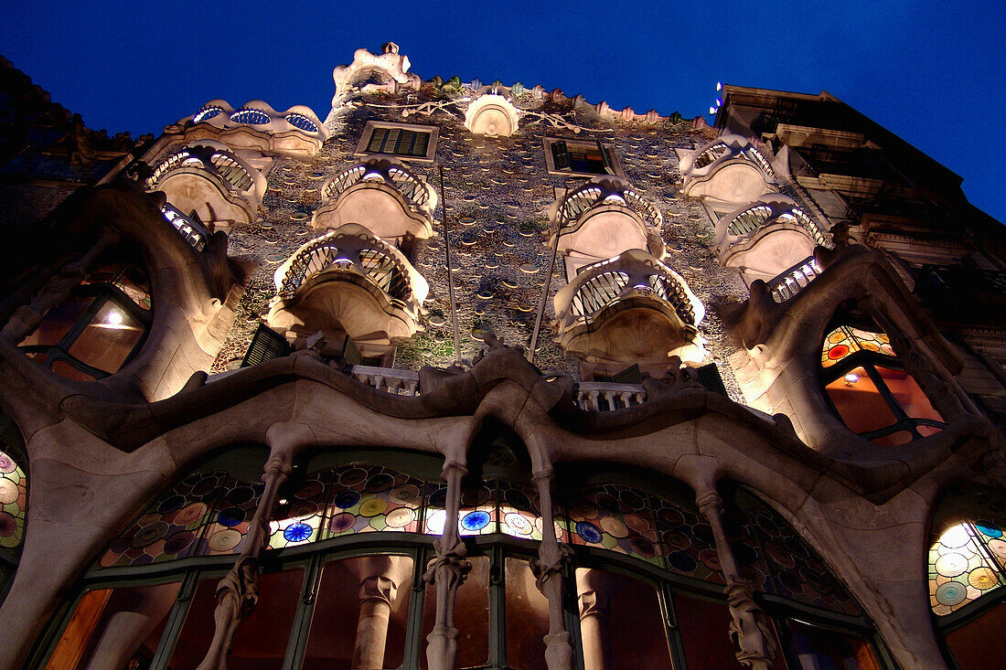 Caso Batllo by Antoni Gaudi, at Passeig de Gracia, Barcelona, Spain