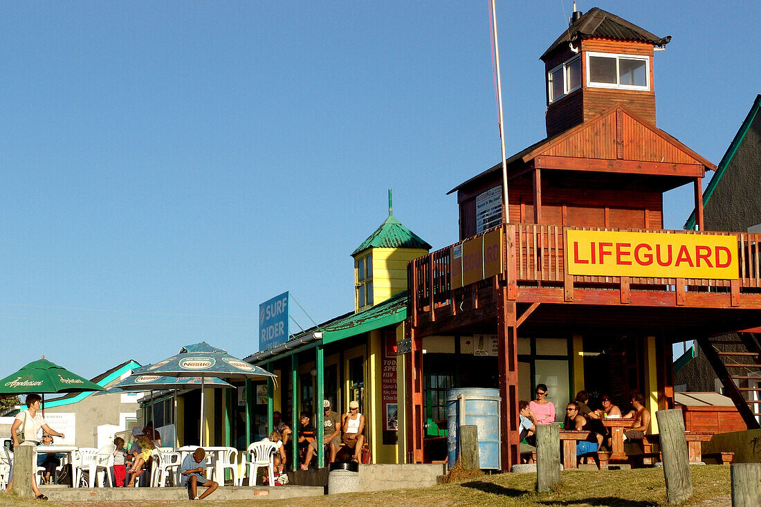 People in a beach bar at Bloubergstrand, Cape Town, South Africa, Africa