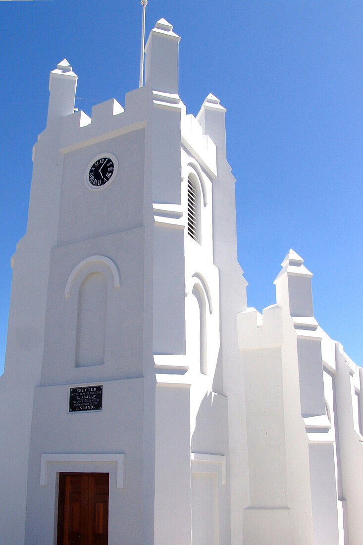 White church on Robben Island, Cape Town, South Africa, Africa
