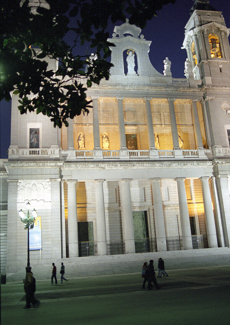 The illuminated Palacio Real at night, Madrid, Spain, Europe