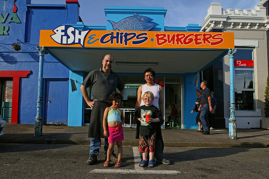 Chip shop, Lyttelton, Banks Peninsula, Family, fish and chip shop, London Street, South Island