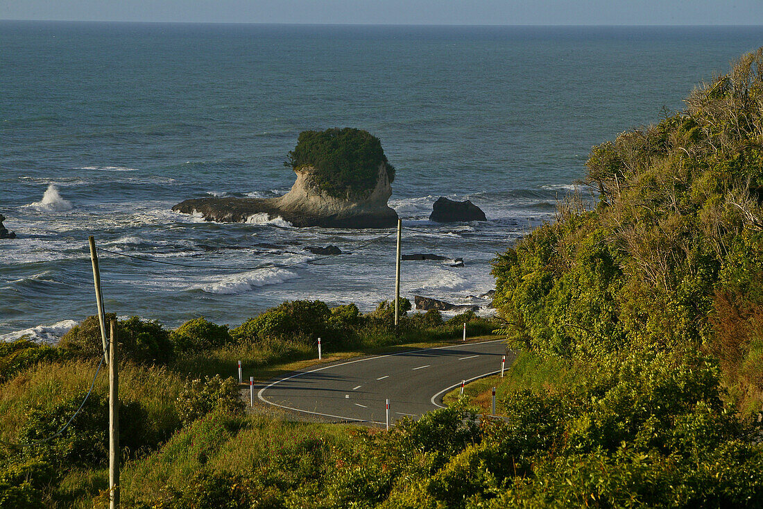 Blick auf den Highway 6 an der Westküste, Tasmanische See, Südinsel, Neuseeland, Ozeanien