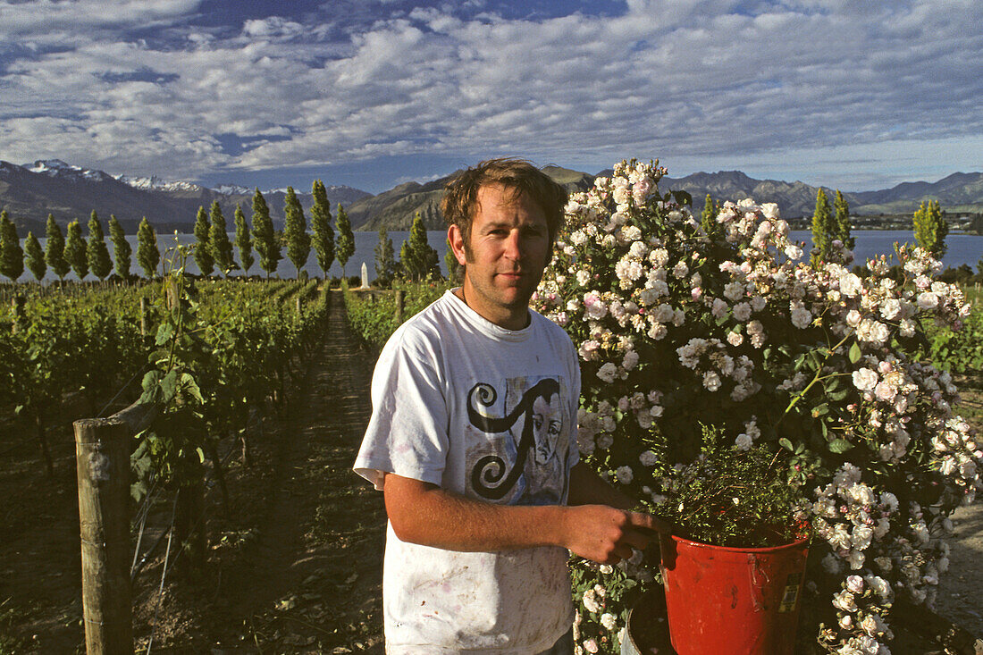 Nick Mills, Rippon Vineyard, NZ, Weinberg, vineyards, on shores of Lake Wanaka, Otago, South Island, Winzer Nick Mills