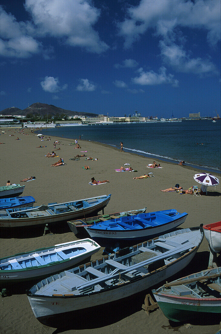 Playa de las Alcaravaneras, Las Palmas, Gran Canaria Kanaren, Spanien