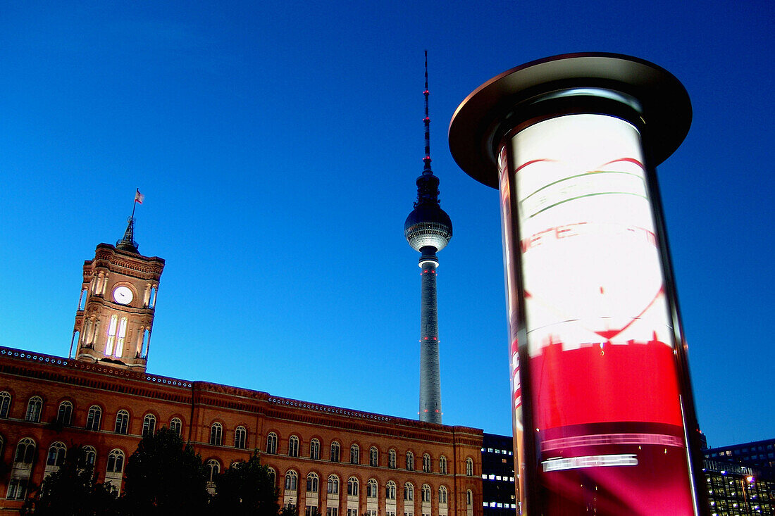 Rotes Rathaus and Fernsehturm, Berlin, Germany
