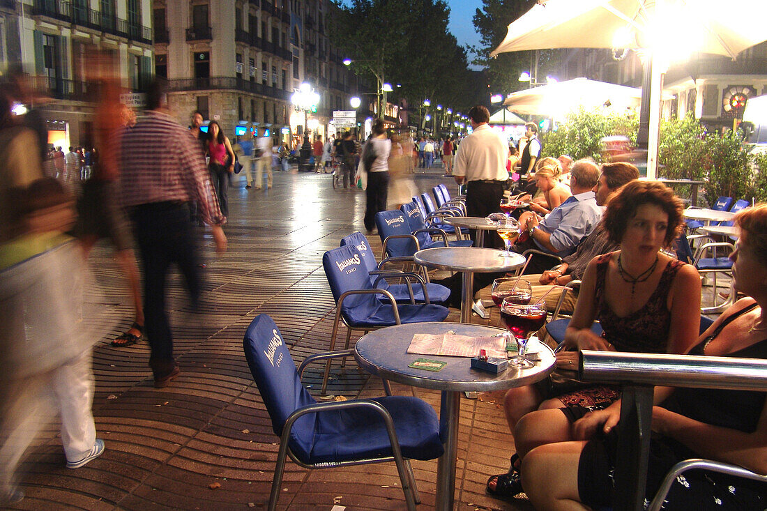 Sidewalk cafe, La Rambla, Barcelona, Spain