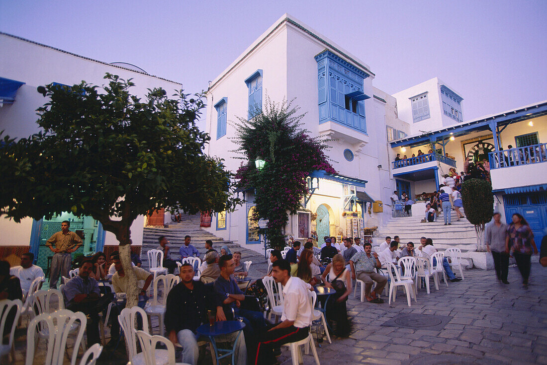 Street cafes in Sidi Bou Said, Tunesia