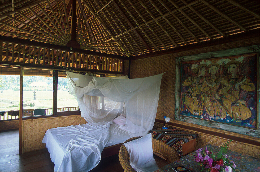 Innenansicht vom Ferienhaus Wayan Karija, Bungalows, Penestanan, Bali, Indonesien