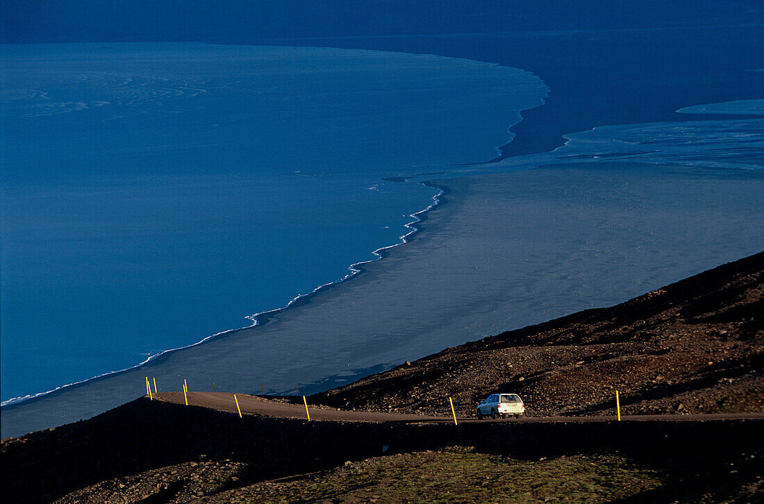 Blick vom Pass am Dylafjall, Auf dem Heradsfloi südl. Vopnafjördur Osten, Island