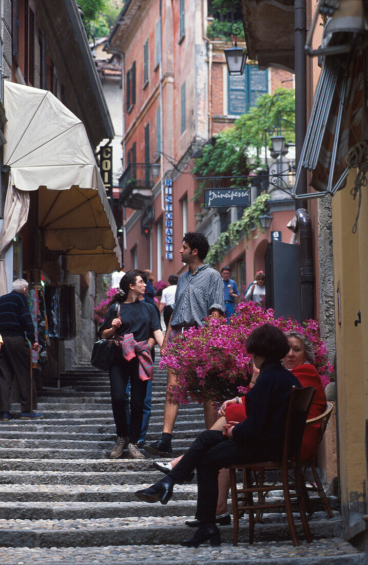 Small alley with steps, Bellagio, Lake Comer, Lombardei, Italy, Europe