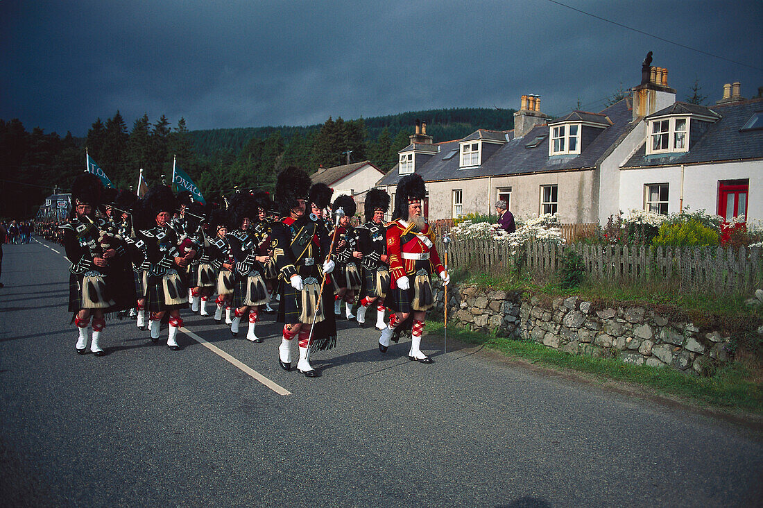 The Man of Lonach pipe Band, , Strathdon, Grampian Scotland