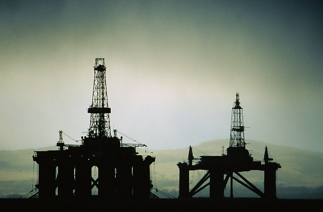 Oil rigs, Black Isle, Ross and Cromarty, Scottish Highlands, Scotland, Great Britain