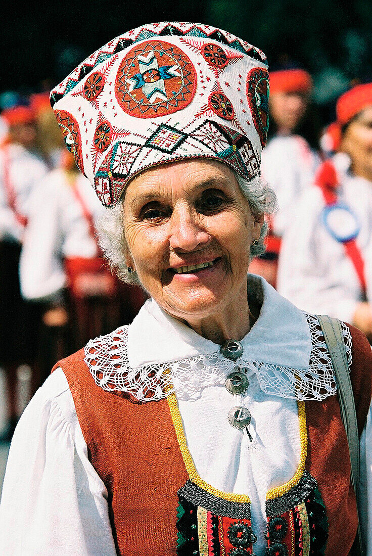 Woman with traditional costume, Tallinn Estonia