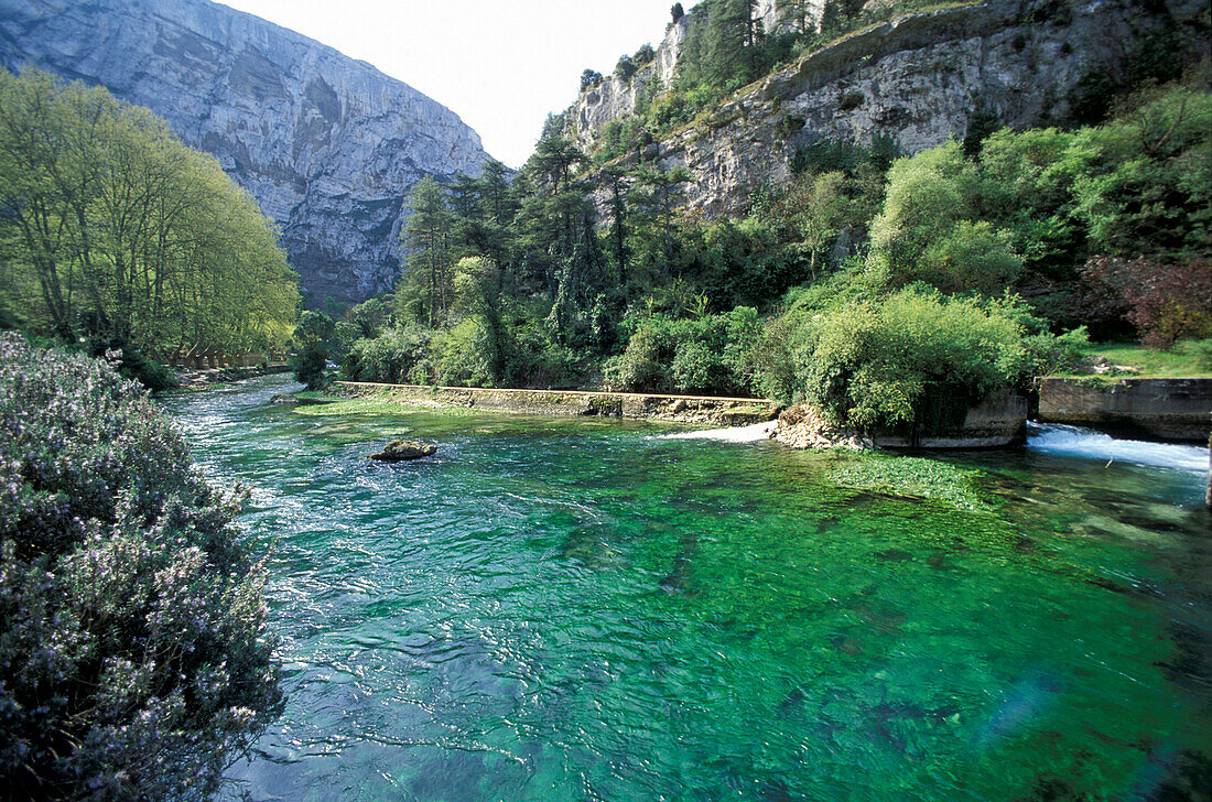 Fluss, Fotaine de Vaucluse, Provence, Frankreich