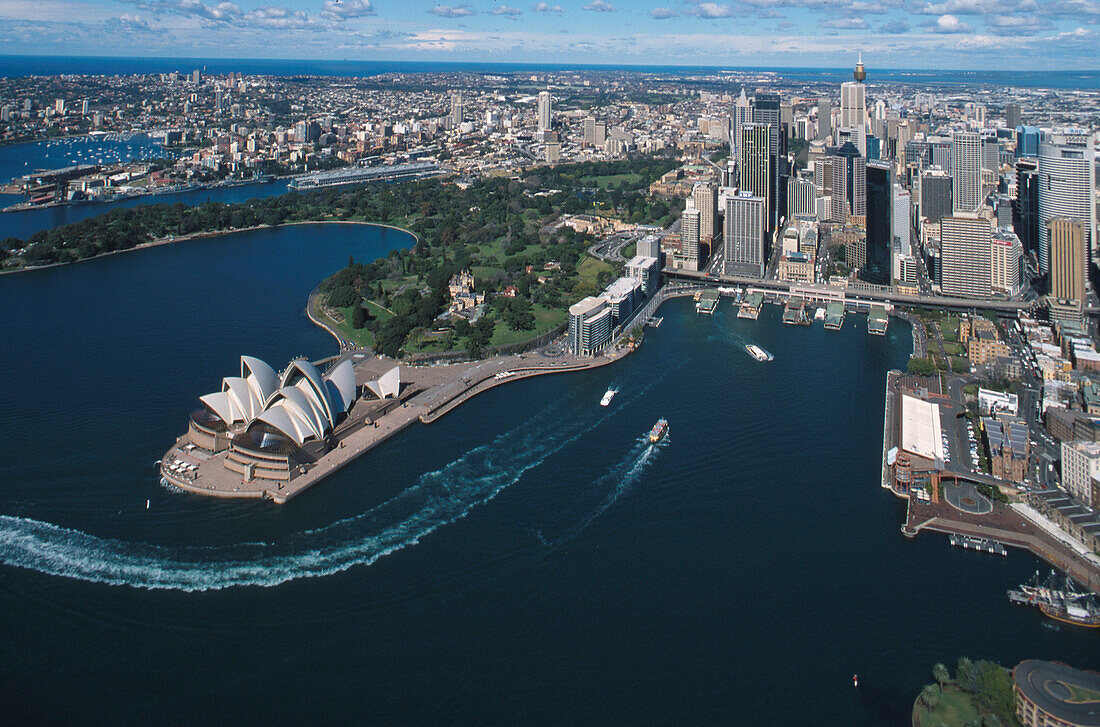 Sydney Opera House von oben, Sydney Opera House, Architekt Jørn Utzon, Sydney, Sydney Harbour, New South Wales, Australien