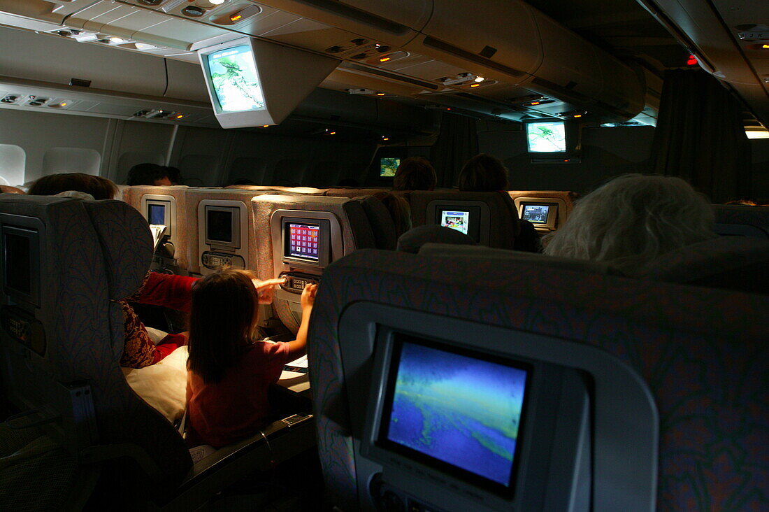 Night Flight, Boeing Jumbo, Movie, Inflight entertainment Economy, Long Distance Flight