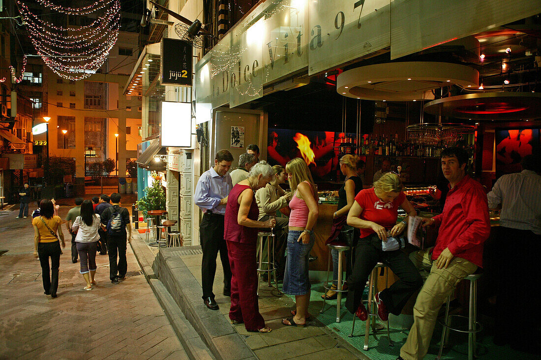 Lan Kwai Fong, Bars, Restaurants, Victoria Insel, Hongkong China