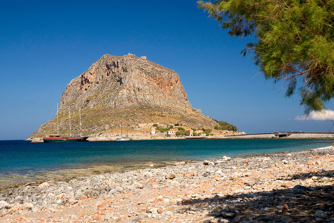 Peninsula of medieval village Monemvasia, Lakonia, Peloponnese, Greece