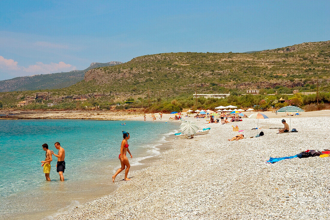 Strand in der Nähe von Kardamyli, Peloponnes, Griechenland