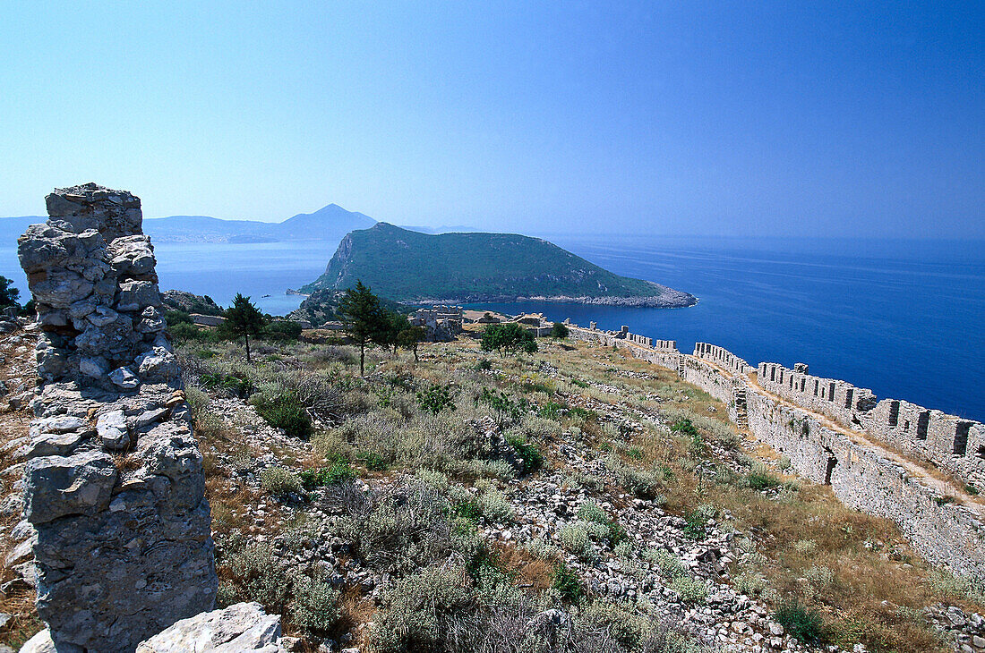 Paleokastro, Burgruinen von Palaio Navarino, Pylos, Messinia, Peloponnes, Griechenland