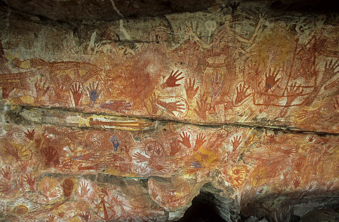Felsmalerei in Röntgendarstellung, Kunst der australischen Aborigines, Davidson Safaris, Aboriginal Felsenmalerei galerie, Davidson Arnhemland Safaris, Northern Territory, Australien